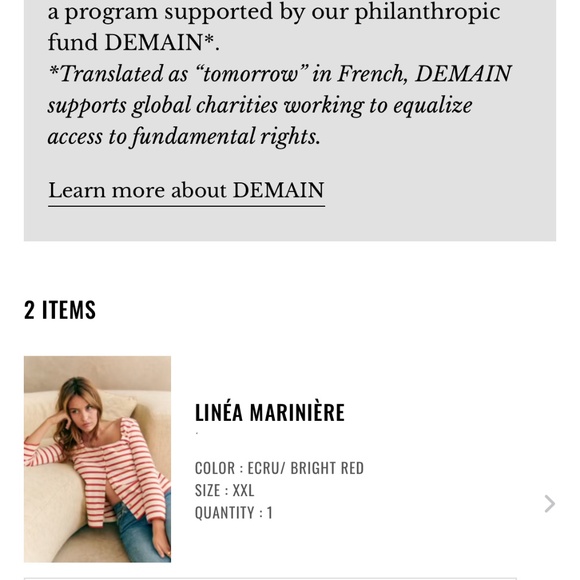 Sezane Linéa Marinière Ecru/ Bright Red - Size XXL - Picture 3 of 7